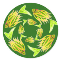 Yellow Fish Circling Sticker