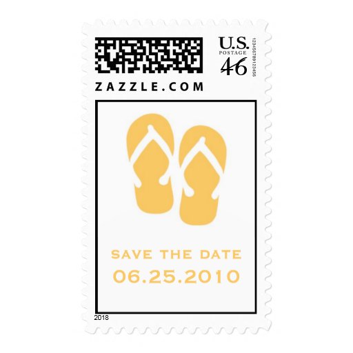 Yellow flip flop save the date wedding postage