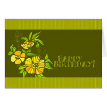 Yellow Flora Birthday cards