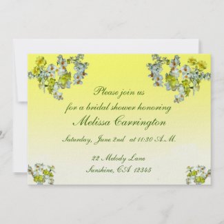 Yellow Floral Bridal Shower Announcements