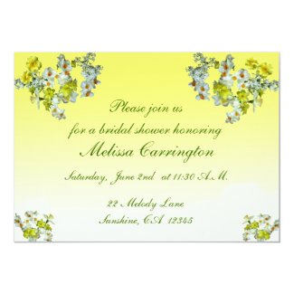 Yellow Floral Bridal Shower 5" X 7" Invitation Card