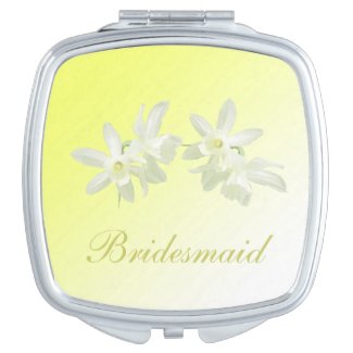 Yellow Floral Bridesmaid Compact Mirror