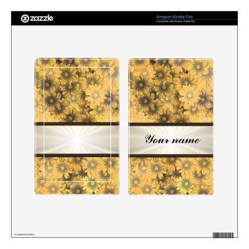 Yellow floral daisy skin for kindle fire
