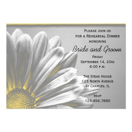 Yellow Floral Highlights Rehearsal Dinner Invite