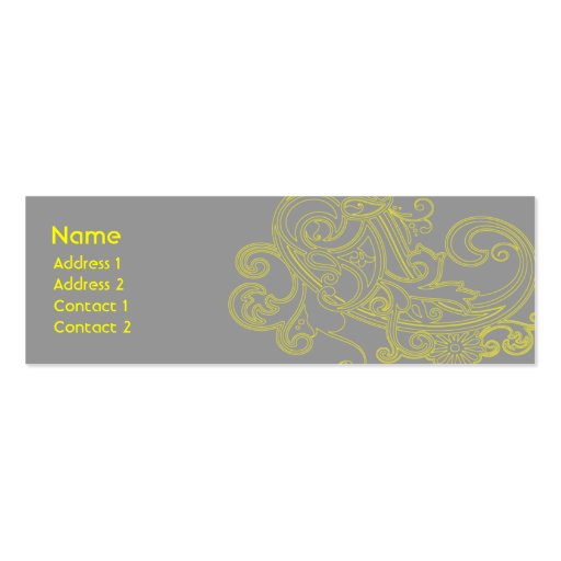 Yellow Floral Pattern - Skinny Business Card Templates (front side)