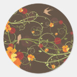 Yellow Floral Swallows 2 Gift Party Label /Sticker stickers
