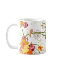 Yellow Floral Swallows Gift / Favor / Mug by fat_fa_tin Yellow Floral Swallows Gift / Favor / Mug