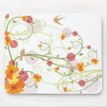 Yellow Floral Swallows Mousepad mousepads