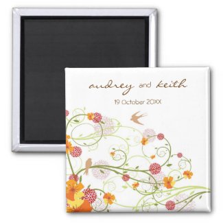 Yellow Floral Swallows Save Date / Gift Magnet magnet