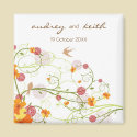 Yellow Floral Swallows Save Date / Gift  Magnet