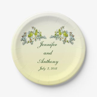Yellow Floral Wedding 7 Inch Paper Plate