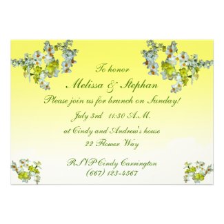 Yellow Floral Wedding Brunch Custom Invitations