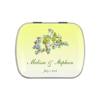 Yellow Floral Wedding Favor Jelly Belly Candy Tin