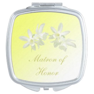 Yellow Floral Wedding Matron of Honor Compact Mirror