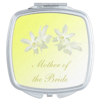 Yellow Floral Wedding Mother of the Bride Compact Mirror