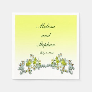 Yellow Floral Wedding Napkins