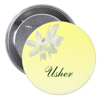 Yellow Floral Wedding Usher Pin
