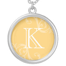 Yellow flourish initial monogram letter charm jewelry