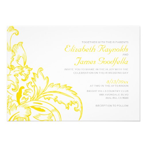 Yellow Flourish Wedding Invitations