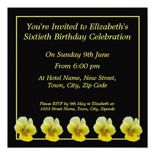 Yellow Flower 60th Birthday Invitations