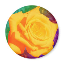 Yellow Flower, Colorfull Background Magnet by squirrel27 Yellow Flower, Colorfull Background Magnet