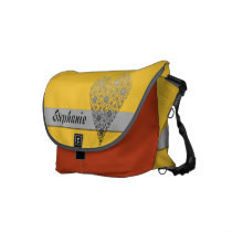 Yellow Flower Heart Cute custom name messenger bag messenger bags