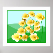 Yellow flower on green hill posters