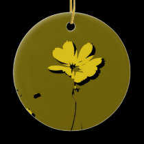 Yellow Flower on Green Lime Background - Fine art ornaments