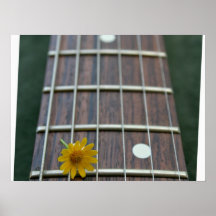 Yellow flower on receeding five string bass neck print