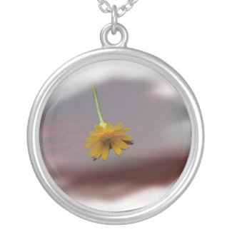 Yellow flower on red background photograph necklace