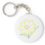 Yellow Flower Outline of Coreopsis keychains