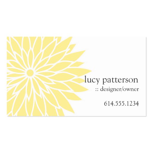 Yellow Flower Power Chic Stylish Business Cards (front side)