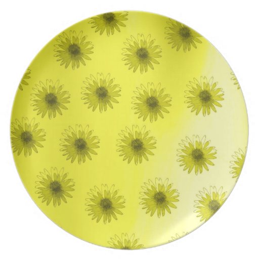 Yellow Flowers Abstract Dinner Plates