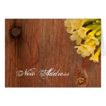 Yellow Flowers and Barn Wood New Address Cards