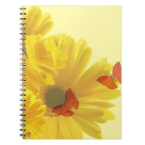 yellow flowers and butterflies step work journal notebooks