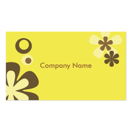 Yellow FLowers and dots Business Card Templates (back side)