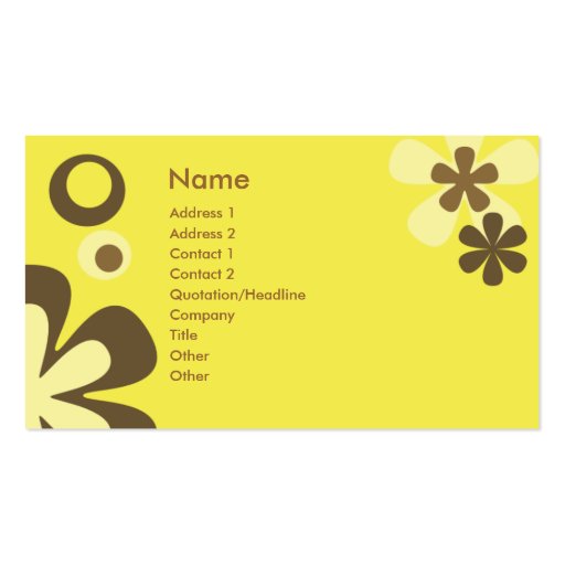 Yellow FLowers and dots Business Card Templates