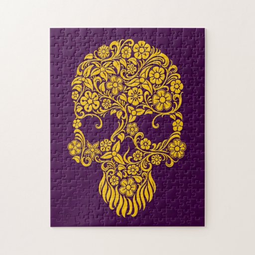 crossword flowering vines Purple Yellow Flowers on Puzzles Vines Jigsaw and Design Skull