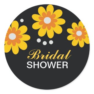 Yellow Flowers Bridal Shower Favors Seals sticker