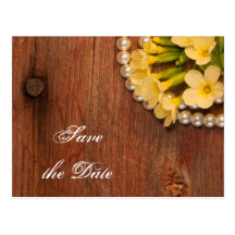 Yellow Flowers Country Wedding Save the Date Postcard
