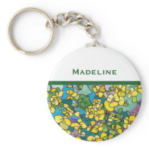 Yellow Flowers Custom Name keychains