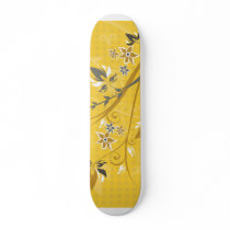 Yellow Flowers & Filagree Skateboard Deck