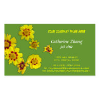 yellow flowers green business card business card templates