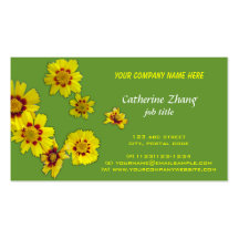 yellow flowers green business card