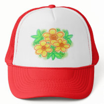 Yellow Flowers & Leaves hats