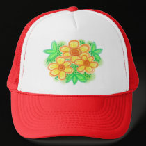 Yellow Flowers & Leaves hats