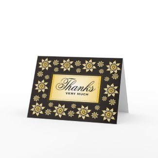 Yellow Flowers On Black Elegant Thank You Cards card