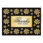 Yellow Flowers On Black Elegant Thank You Cards