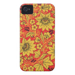 Yellow flowers on red khokh iphone 4s case Case-Mate iPhone 4 cases