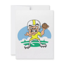 Yellow Football Player Personalized Invites